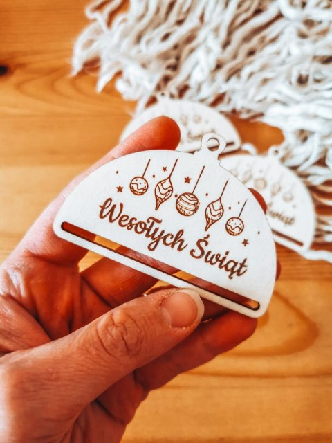 Bombka PÓŁOKRĄGŁA (3szt) - BOMBECZKI 02 - - - (półbombka, połówka, Wesołych Świąt, zawieszka na choinkę)