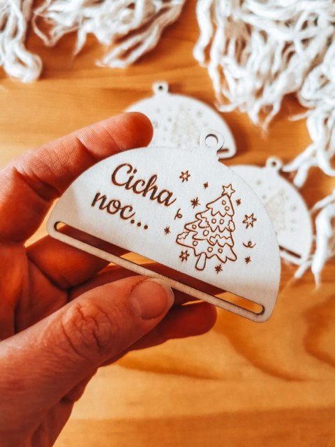 Bombka PÓŁOKRĄGŁA (3szt) - CHOINECZKA - - - (półbombka, połówka, Wesołych Świąt, zawieszka na choinkę)