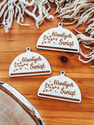 Bombka PÓŁOKRĄGŁA (3szt) - LAMPKI - - - (półbombka, połówka, Wesołych Świąt, zawieszka na choinkę)