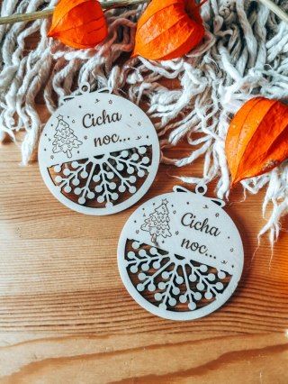 Bombka koło 8cm (2szt) - AŻUR 04 - Choinka 01 - - - (Wesołych Świąt, Cicha Noc, bombki i zawieszki choinkowe)