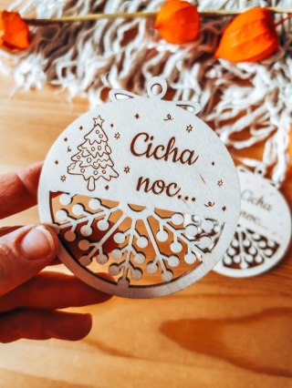 Bombka koło 8cm (2szt) - AŻUR 04 - Choinka 01 - - - (Wesołych Świąt, Cicha Noc, bombki i zawieszki choinkowe)