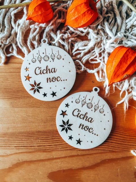 Bombka koło 8cm (2szt) - GWIAZDKI 02 - Bombeczki - - - ( (Wesołych Świąt, Cicha Noc, bombki i zawieszki choinkowe)