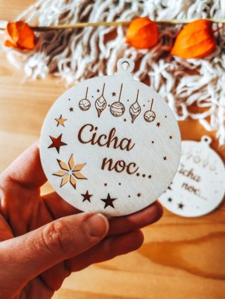 Bombka koło 8cm (2szt) - GWIAZDKI 02 - Bombeczki - - - ( (Wesołych Świąt, Cicha Noc, bombki i zawieszki choinkowe)