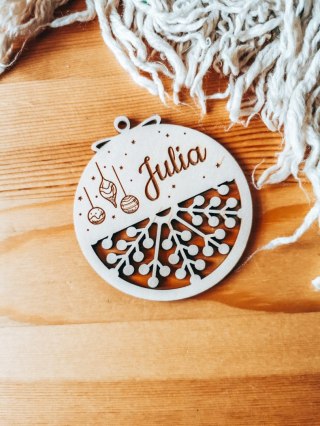 Bombka z imieniem - AŻUR 04 - Bombeczki - - - (dowolny tekst, imienna, imienne bombki i zawieszki firmowe z LOGO)