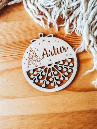 Bombka z imieniem - AŻUR 04 - Choinka 01 - - - (dowolny tekst, imienna, imienne bombki i zawieszki firmowe z LOGO)