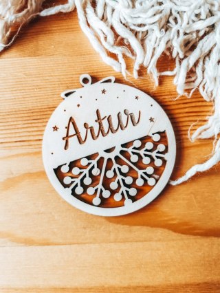 Bombka z imieniem - AŻUR 04 - Gwiazdki - - - (dowolny tekst, imienna, imienne bombki i zawieszki firmowe z LOGO)