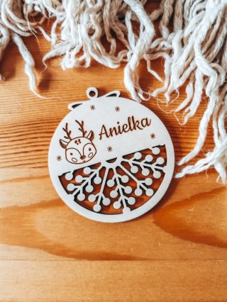 Bombka z imieniem - AŻUR 04 - Renifer 02 - - - (dowolny tekst, imienna, imienne bombki i zawieszki firmowe z LOGO)
