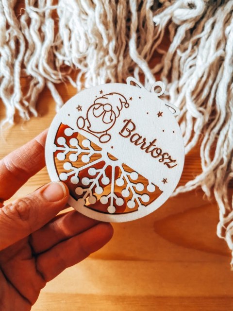 Bombka z imieniem - AŻUR 04 - Skrzat Świąteczny 02 - - - (dowolny tekst, imienna, imienne bombki i zawieszki firmowe z LOGO)