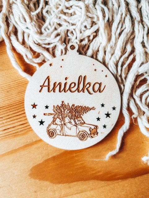 Bombka z imieniem - GWIAZDKI 01 - Samochód 01 - - - (dowolny tekst, imienna, imienne bombki i zawieszki firmowe z LOGO)