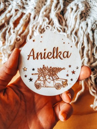 Bombka z imieniem - GWIAZDKI 01 - Samochód 01 - - - (dowolny tekst, imienna, imienne bombki i zawieszki firmowe z LOGO)