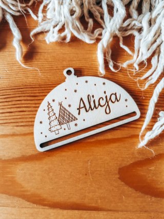 Bombka z imieniem - PÓŁOKRĄGŁA - Choineczki - - - (dowolny tekst, imienna, imienne bombki i zawieszki firmowe z LOGO)