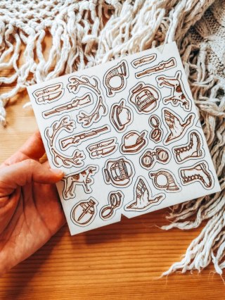 DEKOR - MYŚLIWY (14,5cm x 14,5cm) - - - (polowanie, strzelba, poroże, las, leśniczy)