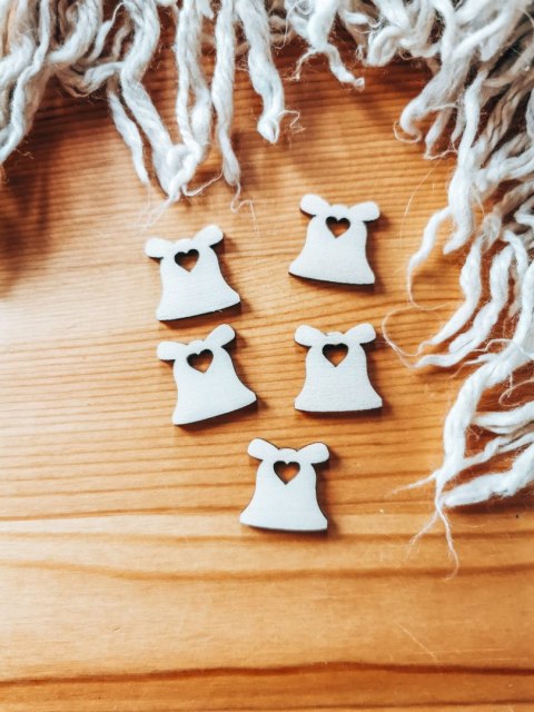 DEKOR dzwonek z serduszkiem 01 - 2-5cm (5szt) - - - (święta, Boże Narodzenie, Gwiazdka, las, dzwoneczek)