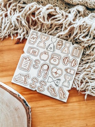 DEKOR - zestaw FITNES (14,5cm x 14,5cm) - - - (sportowiec, sport, sportowy, zawody, biegacz, bieganie zdrowie, lifestyle)