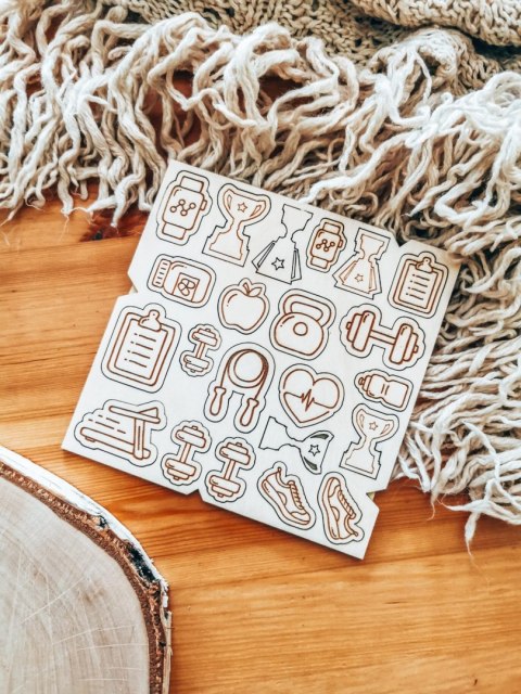 DEKOR - zestaw FITNES (14,5cm x 14,5cm) - - - (sportowiec, sport, sportowy, zawody, biegacz, bieganie zdrowie, lifestyle)