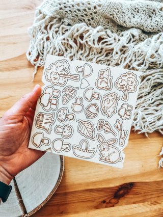 DEKOR - zestaw GRZYBOBRANIE (14,5cm x 14,5cm) - - - (las, zwierzęta leśne, jesień, jesienny park, grzyby, grzybiarz)