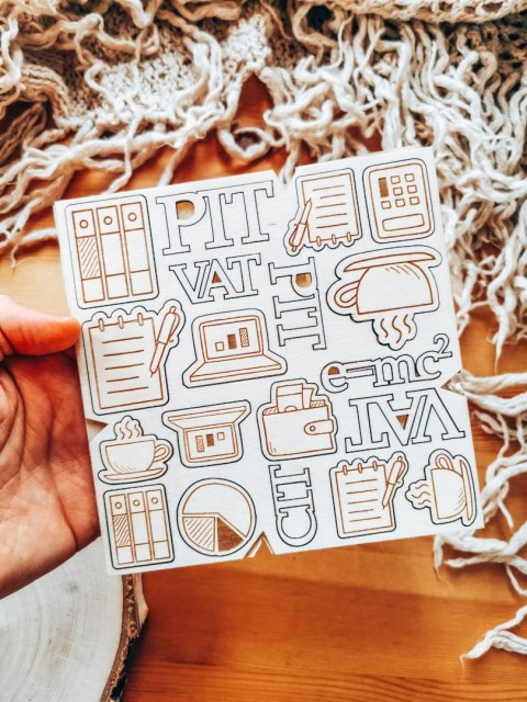 DEKOR - zestaw Księgowość Biuro (14,5cm x 14,5cm)