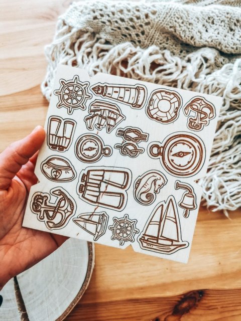 DEKOR - zestaw MARYNARZ (14,5cm x 14,5cm) - - - (morze, statek morski, jacht, podróż, wycieczka, wakacje)