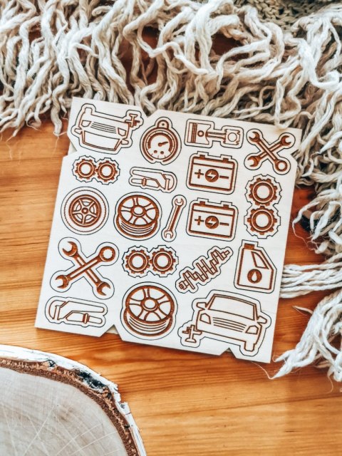 DEKOR - zestaw MECHANIK (14,5cm x 14,5cm) - - - (warsztat samochodowy, samochód, naprawa samochodu)