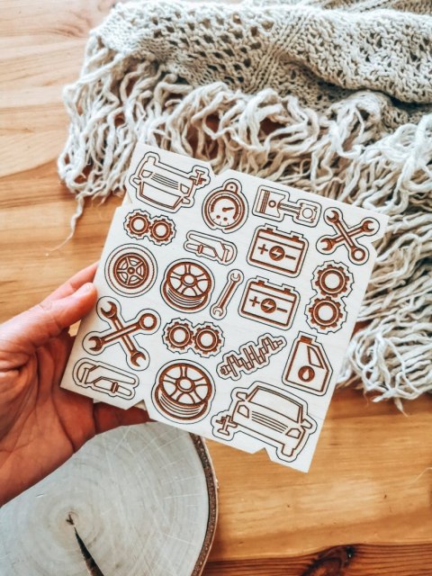 DEKOR - zestaw MECHANIK (14,5cm x 14,5cm) - - - (warsztat samochodowy, samochód, naprawa samochodu)