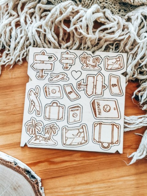 DEKOR - zestaw PODRÓŻNIK (14,5cm x 14,5cm) - - - (urlop, podróż, wakacje, holiday, travel, palmy, samolot)