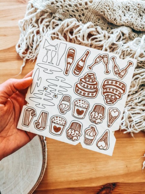 DEKOR - zestaw SŁODKOŚCI 01 (14,5cm x 14,5cm) - - - (tort, torty, słodki stół, babeczki, cukiernia, pracownia cukiernicza, cukie