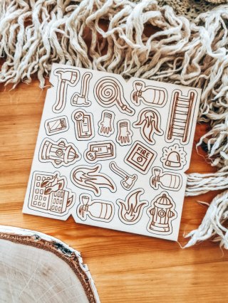 DEKOR - zestaw STRAŻAK (14,5cm x 14,5cm) - - - (straż pożarna, wóz strażacki, pożar, ogień)