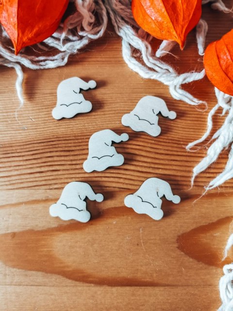 Dekor - CZAPKA MIKOŁAJA 2-5cm (5-10 szt) - - - (dekorek, scrapka, skrapka, drewienko, czapeczka)