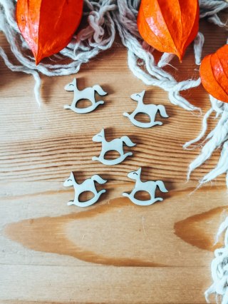 Dekor - KONIK na biegunach 2-5cm (5-10 szt) - - - (dekorek, scrapka, skrapka, drewienko, koń)