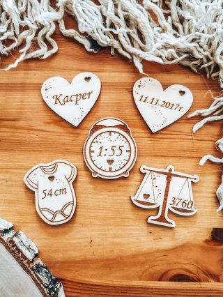 Dekory scrapki do metryczki - aa zestaw 03 z gwiazdkami (5cm) (5 elementów) metryczka