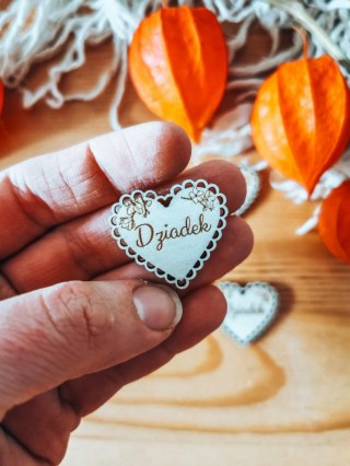 Dziadek - AŻUROWE serce (5szt) 3/4/5cm - - - (serduszka, serduszko, serca, ażur, Dzień Babci Dziadka Dziadków)