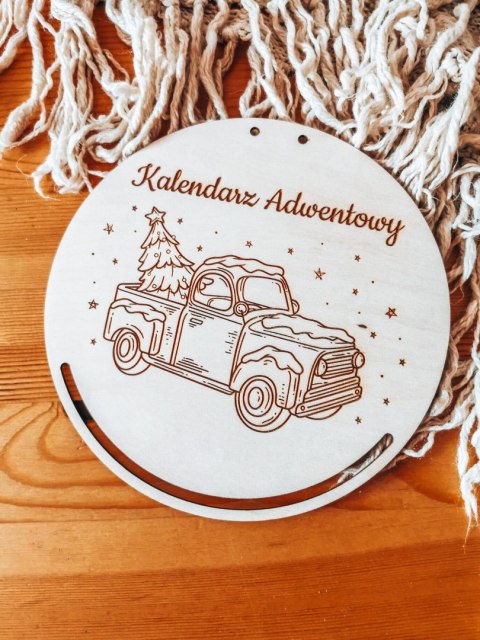 Kalendarz Adwentowy TABLICA - AUTO nr 02 z choinką - - - (baza tabliczka do kalendarza adwentowego )