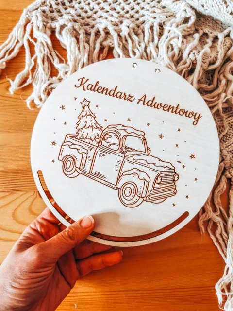 Kalendarz Adwentowy TABLICA - AUTO nr 02 z choinką - - - (baza tabliczka do kalendarza adwentowego )
