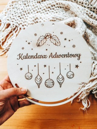 Kalendarz Adwentowy TABLICA - BOMBKI choinkowe (koło) - - - (baza tabliczka do kalendarza adwentowego)