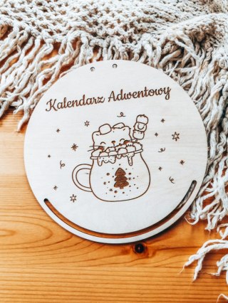 Kalendarz Adwentowy TABLICA - KOTEK w filiżance (koło) - - - (baza tabliczka do kalendarza adwentowego)