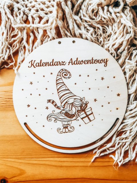Kalendarz Adwentowy TABLICA - SKRZAT świąteczny (koło) - - - (baza tabliczka do kalendarza adwentowego )