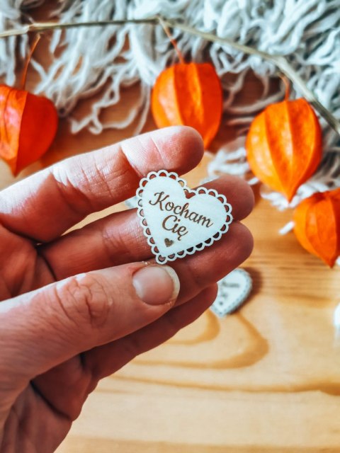 Kocham Cię - AŻUROWE serce (5szt) 3/4/5cm - - - (serduszka, serduszko, serca, ażur, Dzień Babci Dziadka Dziadków)