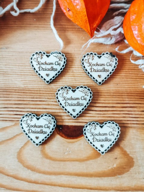 Kocham Cię Dziadku - AŻUROWE serce (5szt) 3/4/5cm - - - (serduszka, serduszko, serca, ażur, Dzień Babci Dziadka Dziadków)