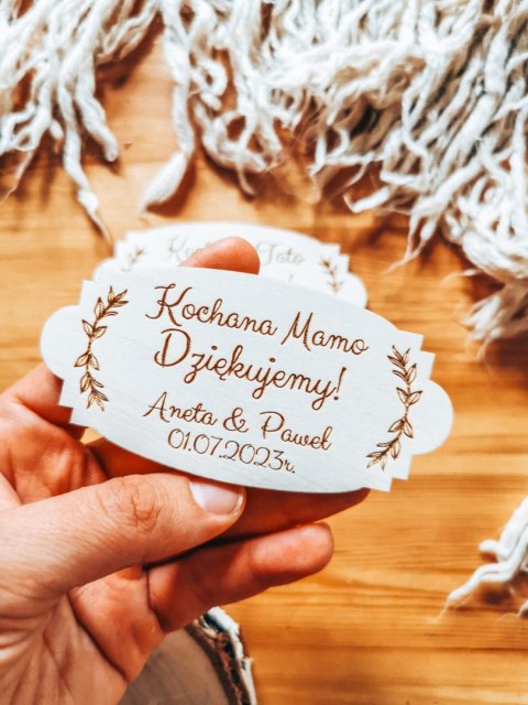 Kochana Mamo Tato Dziękujemy IMIONA - TABLICZKA (2szt) 10cm/12cm/14cm (8 wzorów) - - - (personalizowane podziękowanie ślubne dla