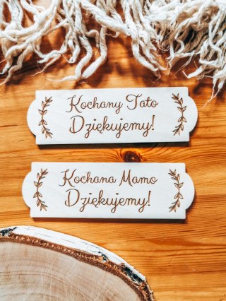 Kochana Mamo Tato Dziękujemy MIX - TABLICZKA (2szt) 14,0cm x 4,5cm (8 wzorów) - - - (podziękowanie ślubne podziękowania dla rodz