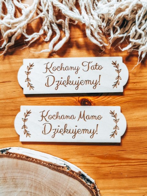 Kochana Mamo Tato Dziękujemy MIX - TABLICZKA (2szt) 14,0cm x 4,5cm (8 wzorów) - - - (podziękowanie ślubne podziękowania dla rodz