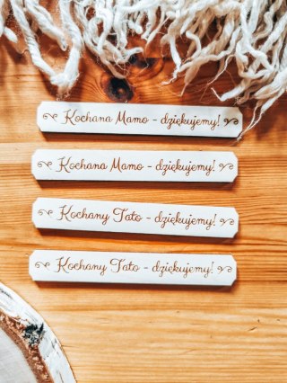 Kochana Mamo Tato Dziękujemy MIX - TABLICZKA (4szt) 10cm/12cm/14cm (8 wzorów) - - - (podziękowanie ślubne na ślub dla rodziców, 