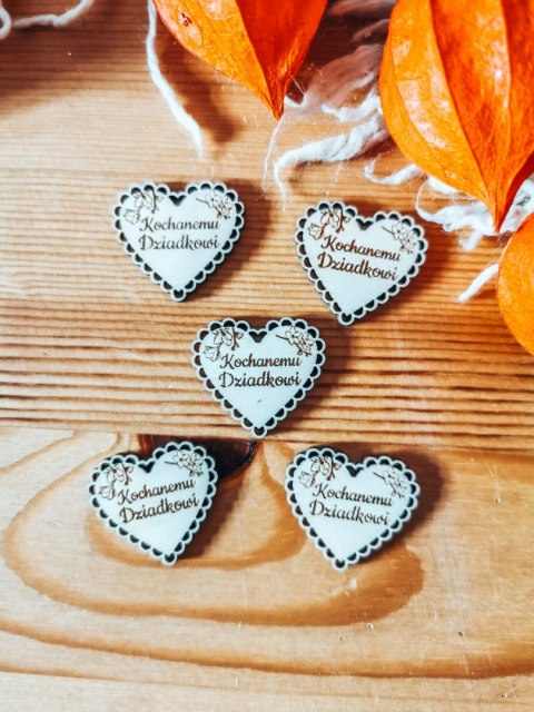 Kochanemu Dziadkowi - AŻUROWE serce (5szt) 3/4/5cm - - - (serduszka, serduszko, serca, ażur, Dzień Babci Dziadka Dziadków)