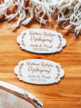 Kochani Rodzice Dziękujemy IMIONA - TABLICZKA (2szt) 10cm/12cm/14cm (8 wzorów) - - - (personalizowane podziękowanie ślubne dla r