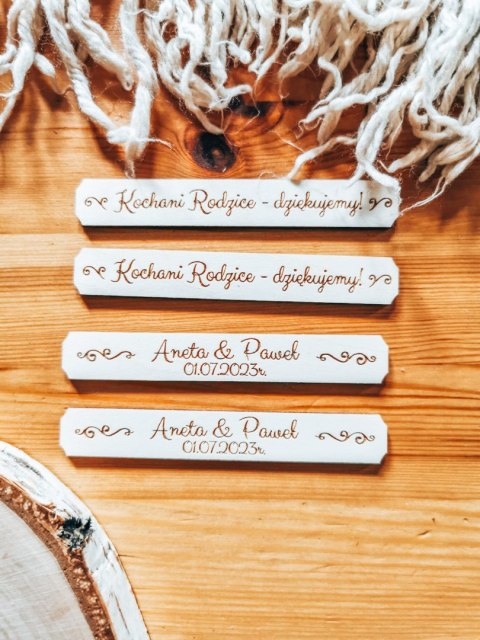 Kochani Rodzice Dziękujemy IMIONA - TABLICZKA (4szt) 10cm/12cm/14cm (8 wzorów) - - - (personalizowane podziękowanie ślubne na śl