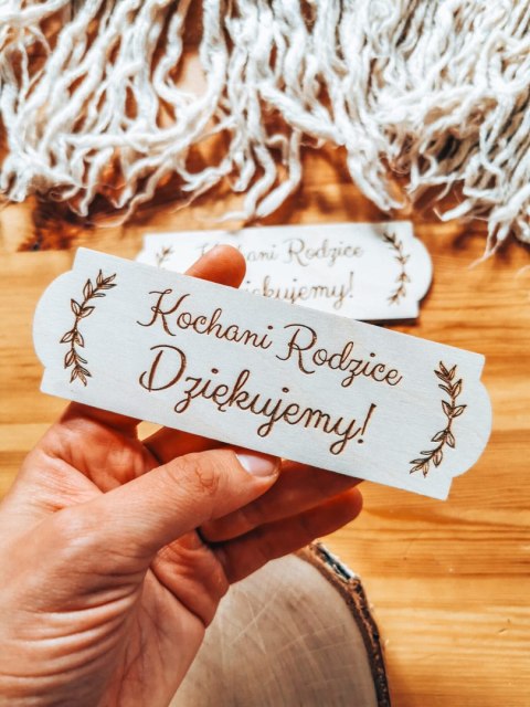 Kochani Rodzice Dziękujemy - TABLICZKA (2szt) 14,0cm x 4,5cm (8 wzorów) - - - (podziękowanie ślubne podziękowania dla rodziców)