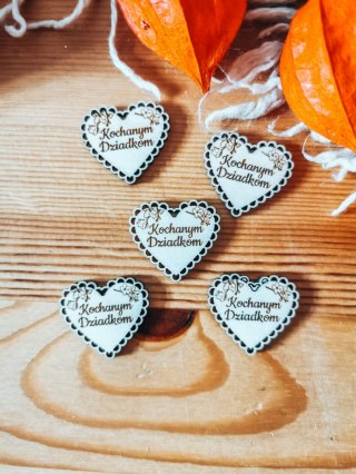Kochanym Dziadkom - AŻUROWE serce (5szt) 3/4/5cm - - - (serduszka, serduszko, serca, ażur, Dzień Babci Dziadka Dziadków)