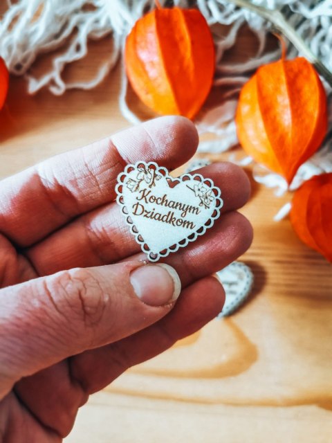 Kochanym Dziadkom - AŻUROWE serce (5szt) 3/4/5cm - - - (serduszka, serduszko, serca, ażur, Dzień Babci Dziadka Dziadków)