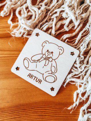 Kolorowanka drewniana (1szt) - MIŚ 01 z imieniem - - - (drewniane kolorowanki)