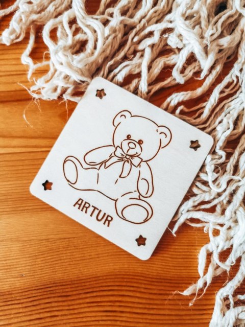 Kolorowanka drewniana (1szt) - MIŚ 01 z imieniem - - - (drewniane kolorowanki)